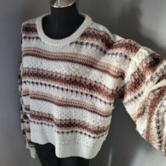 DEX Drop Shoulder Puff Sleeve Knit Sweater  Sz XL - Picture 3 of 15